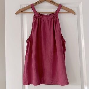 Nicole Miller Linen Halter Top in Dark Pink/Mauve Size Large